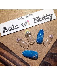 デニム×花ネイル