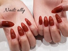 ネイルズアリー 立川店(Nails ally)/テラコッタ×ダイアミ×秋ネイル