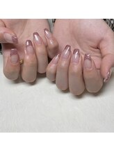 Mネイルアンドカフェ シェレステ/ラメフレンチ