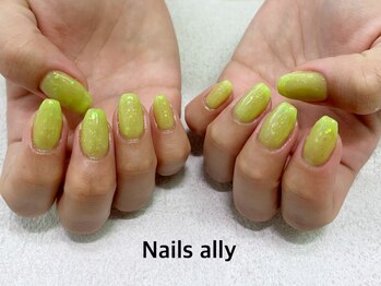 ネイルズアリー 立川店(Nails ally)/パステル×ホログラム×グリーン