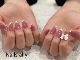 ガラスフレンチ×リボン×秋冬