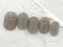 ネイルメゾン 池袋店(NAIL MAISON)/色鉛筆手描きリボン￥8050