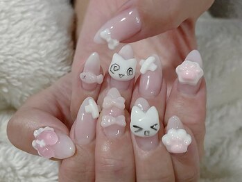 キレイエ ネイルズ(KIREIE NAILS)/3D キャラクター 猫 ピンク