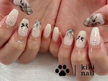 キキネイル 溝の口(kikinail)/チェックネイル／リボンネイル