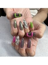 エムズネイル(M’s NAIL)/ライムグリーン×ピンク☆