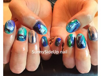 サニーサイドアップ ネイル(Sunny SideUp nail)/Blue inspired nails