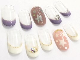 フレンチ+星柄アート