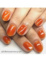 エム(M)/透明感のあるオレンジネイル☆