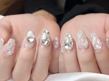 マイフェアレディ 今池(MyFairLady)/シルバー×ハートビジューネイル