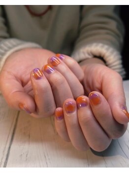 紫とオレンジで元気ネイル Pg とことこのフォトギャラリー ホットペッパービューティー