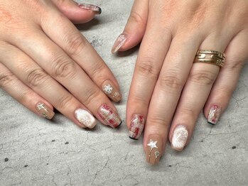 ネイルサロン ジョアアンジェ 天王寺店(joie ange)/ツイードネイル　クリスマス