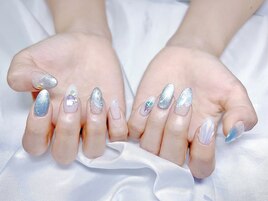 チップ長さだし　海ネイル