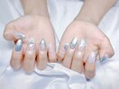 チップ長さだし　海ネイル