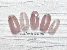 エストラッシュアンドネイル 銀座店(est lash&nail)/クリアベージュガラスフレンチ