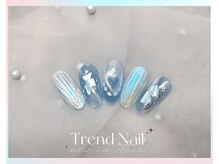 トレンドネイルスタジオ(Trend Nail Studio)/水色ハートマグ+オーロラバカラ