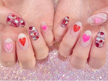 ミイネイル(Me nail)/#バレンタイン#ぷくぷくハート