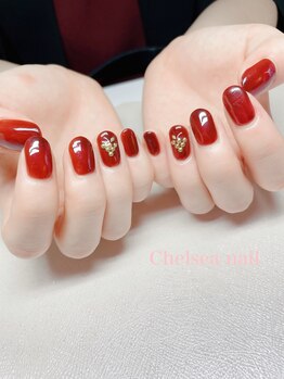 チェルシーネイル(Chelsea nail)/シンプルネイル秋ボルドー