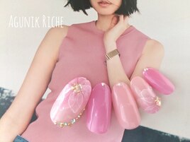 【水彩フラワーネイル】