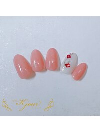 シンプルフラワーネイル