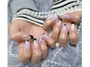 宝石ネイル/黒いフレンチ/定額