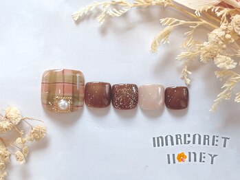 マーガレットハニー 本八幡/えんぴつ落書きチェックネイル