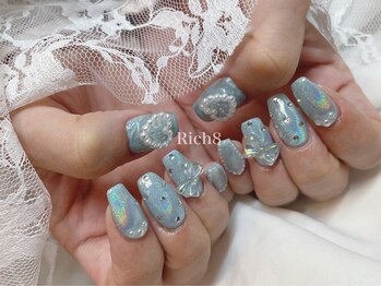 ネイルアンドまつげエクステ リッチエイト 原宿店(Rich8)/水色ユニコーン ネイル