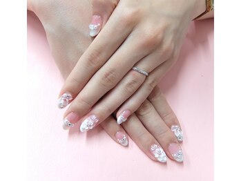 ネイルサロンミキ 横浜(MIKI)/ブライダルnail手描き3D花パール