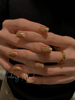 トゥデイ ネイル 新栄(Today Nail)/うるうる艶感のミラーネイル