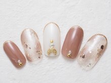シックネイル(CHIC nail)/ベージュ タイダイ＆ホログラム