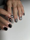 黒シルバーネイル/メンズネイル