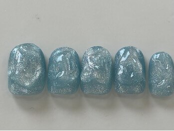 ネイルメゾン 天神店(NAIL MAISON)/ラメマグ水色ネイル¥7550