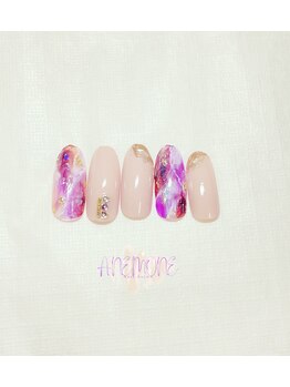 アネモネ(ANEMONE)/バイオレット天然石ネイル☆