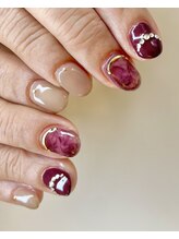 ハニーインダハウス 綱島店(honey in da house)/ボルドー×ニュアンスマーブル