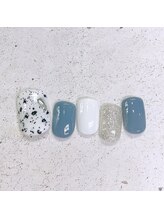 ネイルアンドまつげ リュフェール 五反田(Nail Lufaire)/footダルメシアンブルーネイル