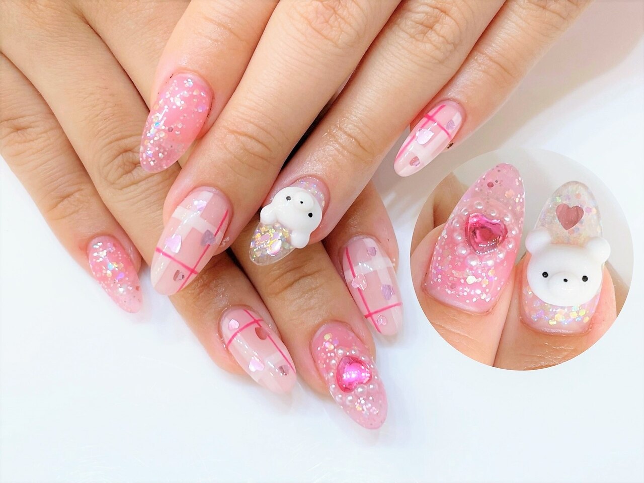 お客様完成品♡千鳥ネイル　ガーリー　ピンクネイル　冬ネイル　シンプルネイル お客様完成品♡千鳥ネイル ガーリー ピンクネイル 冬ネイル
