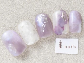 アイネイルズ 三宮店(I nails)/もやもやパープルネイル¥8000