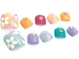 ワンカラー+お花アート