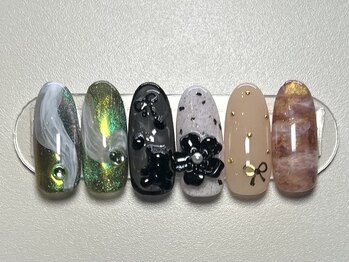 ジョアネイル(JOA Nail)/花/インク/ニュアンス/リボン