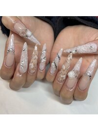 レースネイル　ヒョウ柄