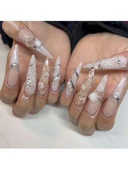 レースネイル　ヒョウ柄