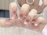 韓国系*お徳な~女子力UP*チークxマグネットフレンチネイル ¥6180円