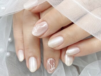 アクロネイル アンド アイ(ACRO NAIL&EYE)/ホワイトリボンネイル