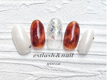エストラッシュアンドネイル 銀座店(est lash&nail)/べっ甲柄ラメグラデネイル