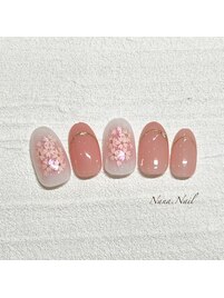 ふんわり桜色のチークネイル