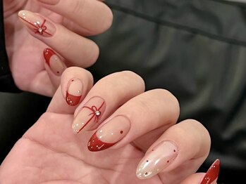 クリスマスリボンネイル