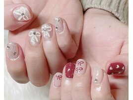 手描きリボン×ハート
