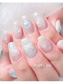 リボンネイル　ブルーネイル