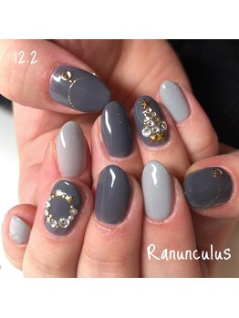 ラナンキュラス(Ranunculus)/大人カラーのクリスマスNail♪