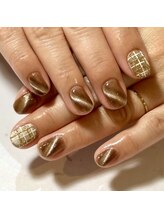 イーネイル(e-NAIL)/キラキラ秋チェックネイル♪
