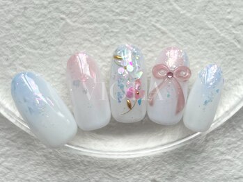 ヴィオラ(VIOLA)/リボン/ホロフラワー/グラデ